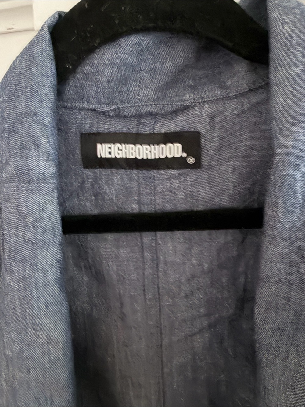 Neighborhood Men's Denim-Style Open Jacket in Slate Blue - Picture 2 of 6